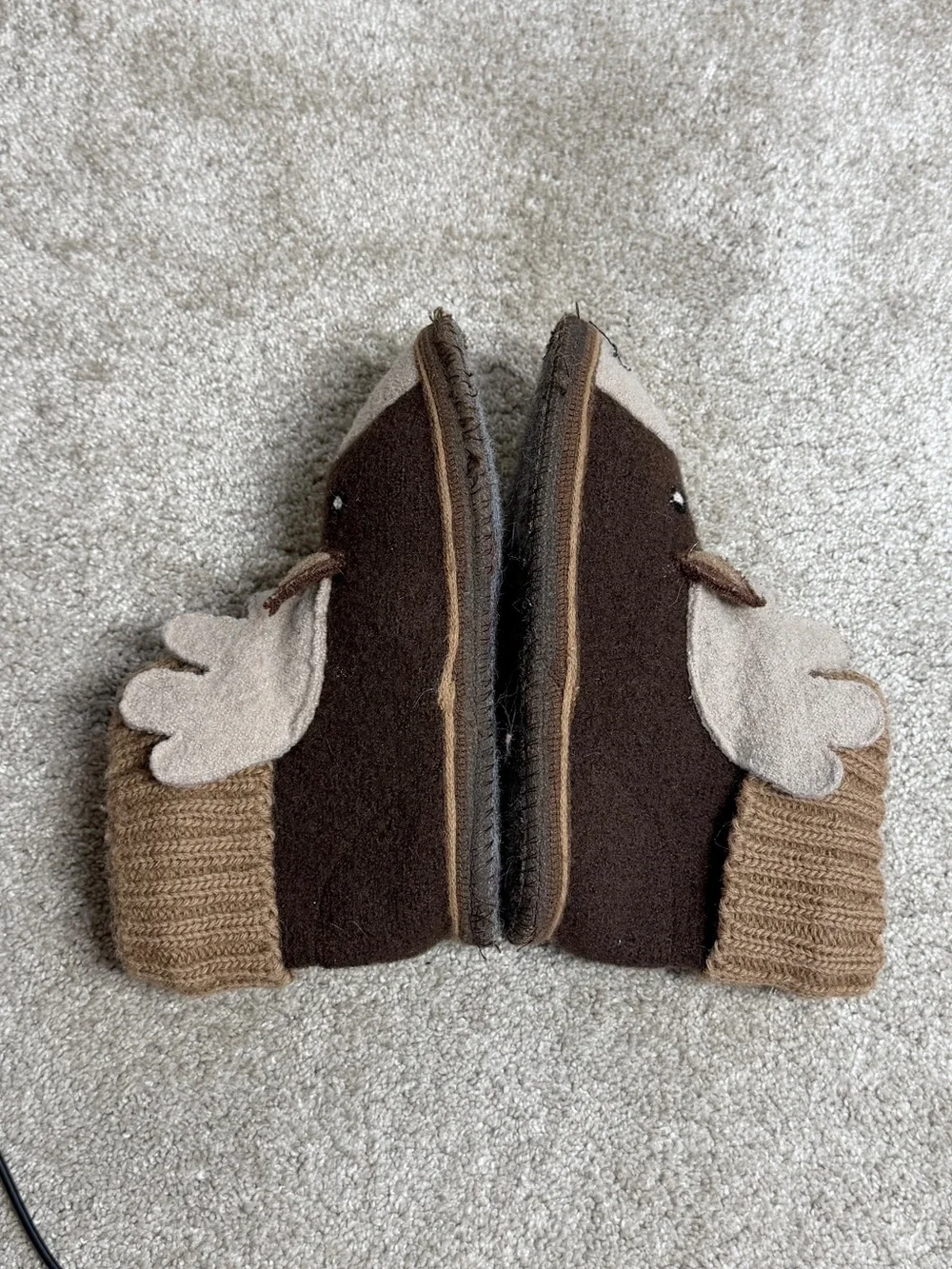 Garnet Hill Kids 100% Boiled New Wool Moose Slipper Boots in Brown 2